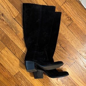 Naturalizer Wide Calf Black Suede Heeled Boots
